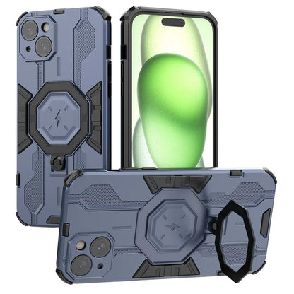 For iPhone 15 Plus Phone Cover Kickstand PC+TPU Protective Armor Case