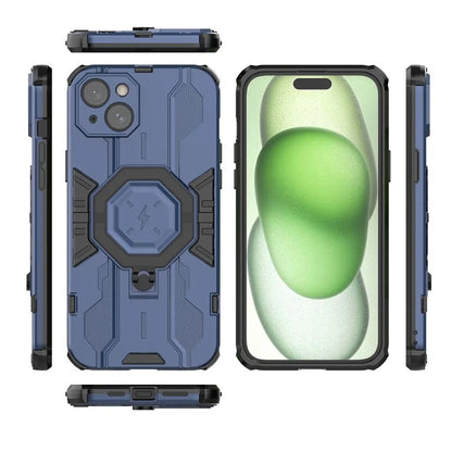 For iPhone 15 Plus Phone Cover Kickstand PC+TPU Protective Armor Case