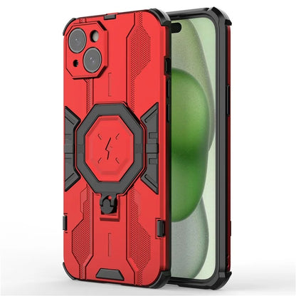 For iPhone 15 Plus Phone Cover Kickstand PC+TPU Protective Armor Case
