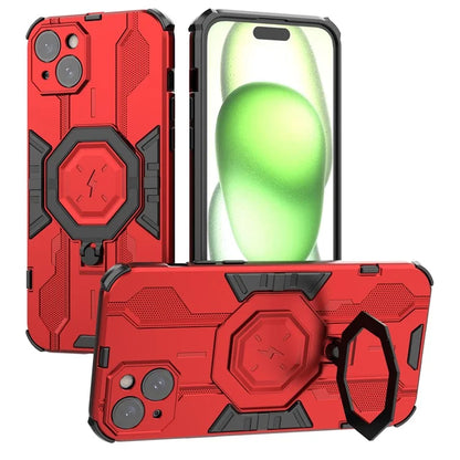 For iPhone 15 Plus Phone Cover Kickstand PC+TPU Protective Armor Case