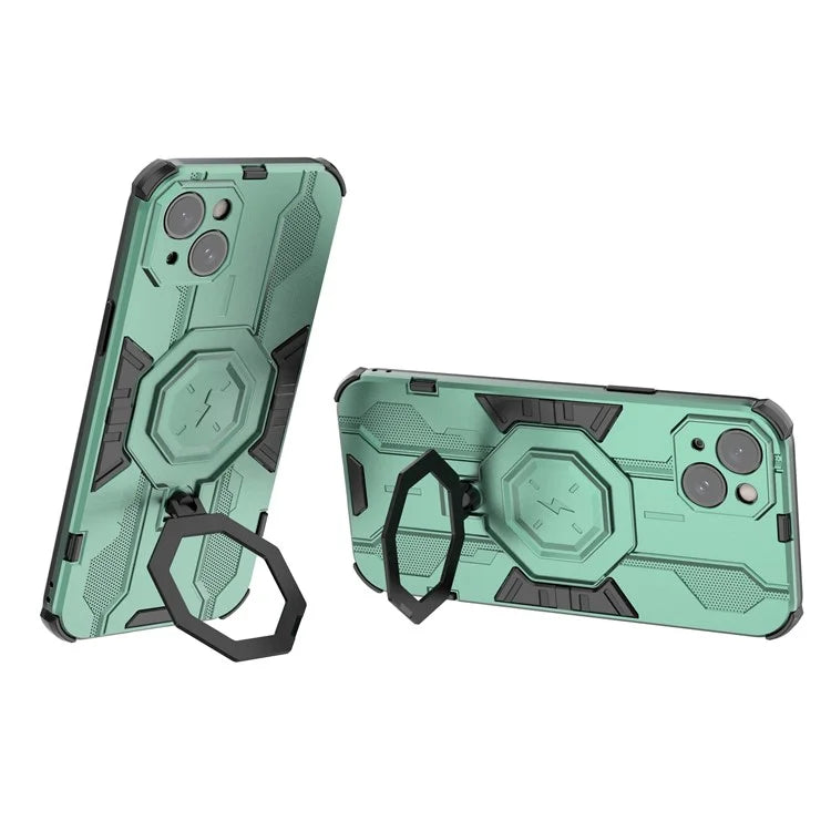 For iPhone 15 Plus Phone Cover Kickstand PC+TPU Protective Armor Case