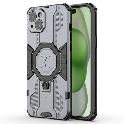 For iPhone 15 Plus Phone Cover Kickstand PC+TPU Protective Armor Case