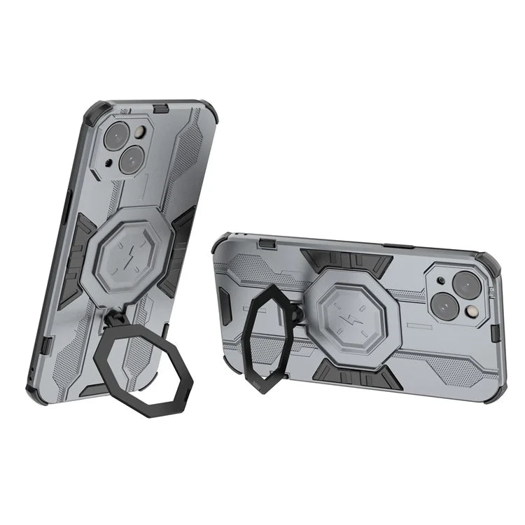 For iPhone 15 Plus Phone Cover Kickstand PC+TPU Protective Armor Case