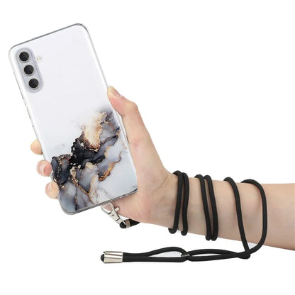 For Samsung Galaxy A15 5G Case Marble Pattern Embossing Cover with Lanyard