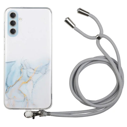 For Samsung Galaxy A15 5G Case Marble Pattern Embossing Cover with Lanyard