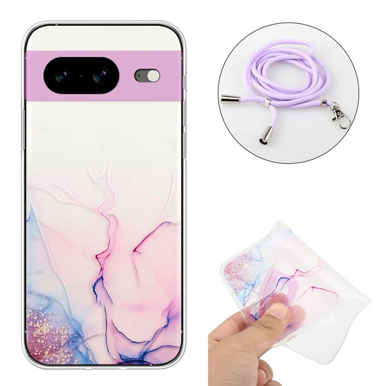 For Google Pixel 8 Case Soft TPU Anti-scratch Phone Back Shell with Lanyard