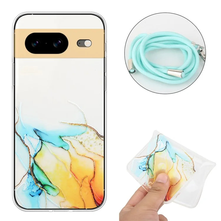 For Google Pixel 8 Case Soft TPU Anti-scratch Phone Back Shell with Lanyard