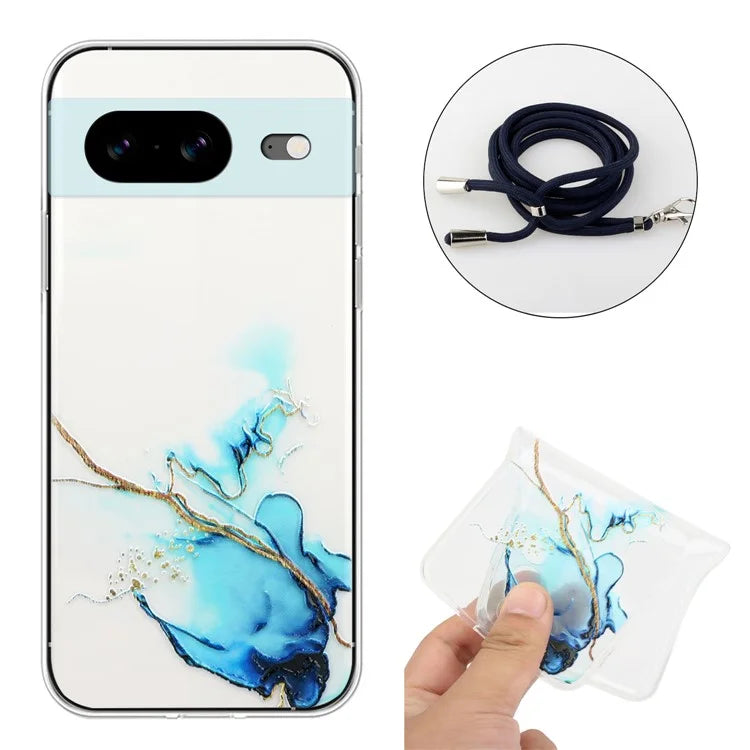 For Google Pixel 8 Case Soft TPU Anti-scratch Phone Back Shell with Lanyard
