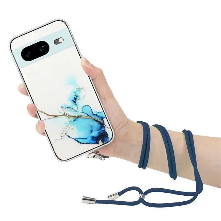 For Google Pixel 8 Case Soft TPU Anti-scratch Phone Back Shell with Lanyard