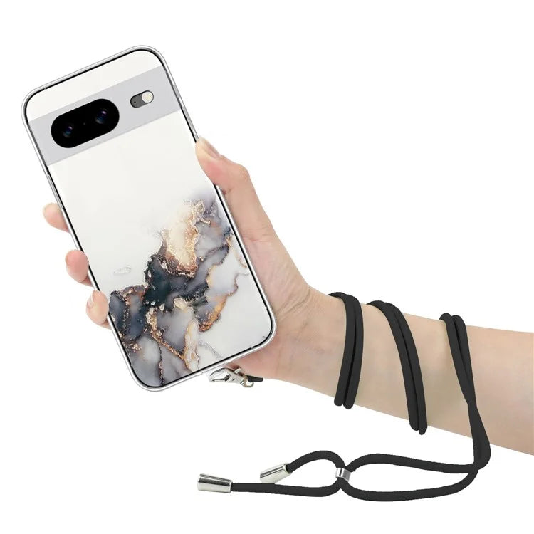 For Google Pixel 8 Case Soft TPU Anti-scratch Phone Back Shell with Lanyard