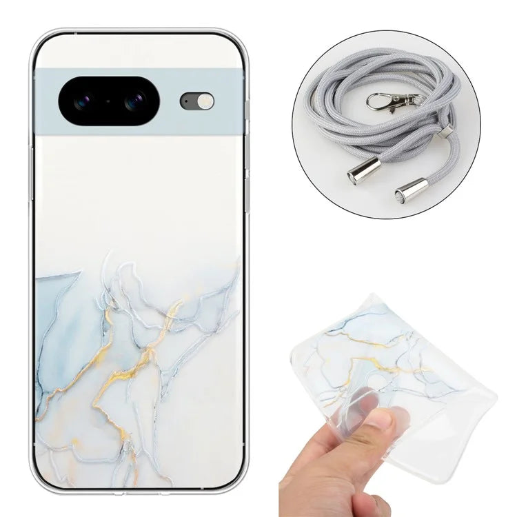 For Google Pixel 8 Case Soft TPU Anti-scratch Phone Back Shell with Lanyard