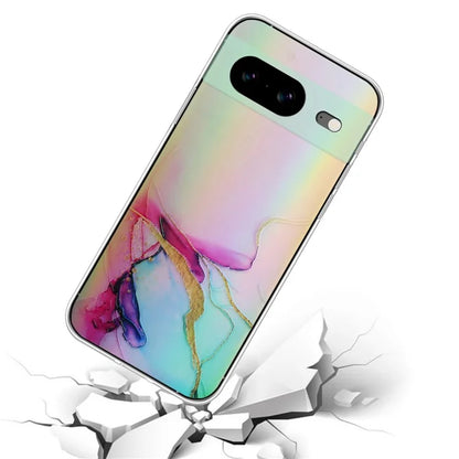 For Google Pixel 8 TPU Case Colorful Laser Marble Pattern Protective Phone Cover
