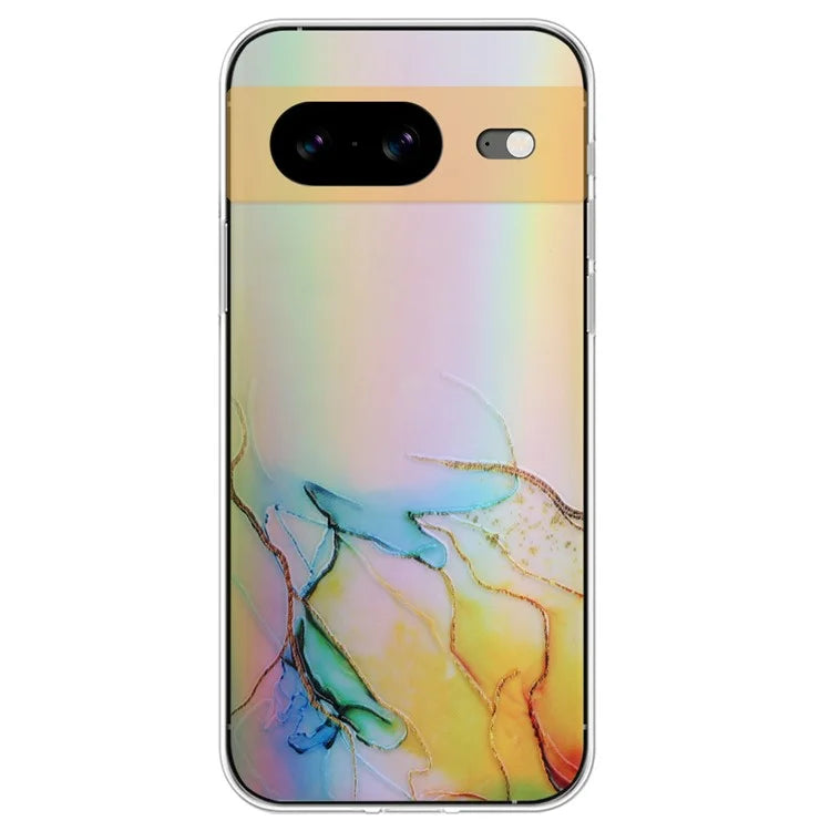 For Google Pixel 8 TPU Case Colorful Laser Marble Pattern Protective Phone Cover