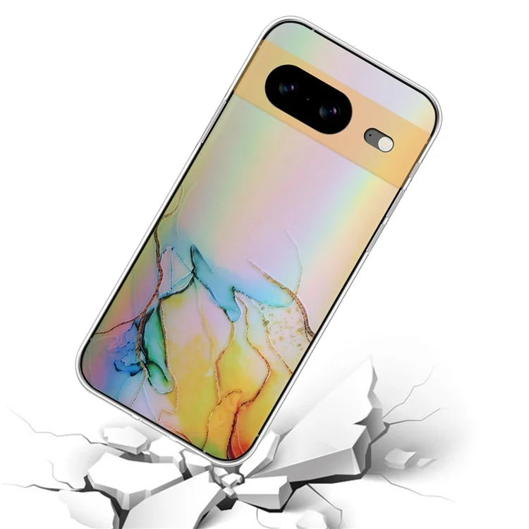 For Google Pixel 8 TPU Case Colorful Laser Marble Pattern Protective Phone Cover