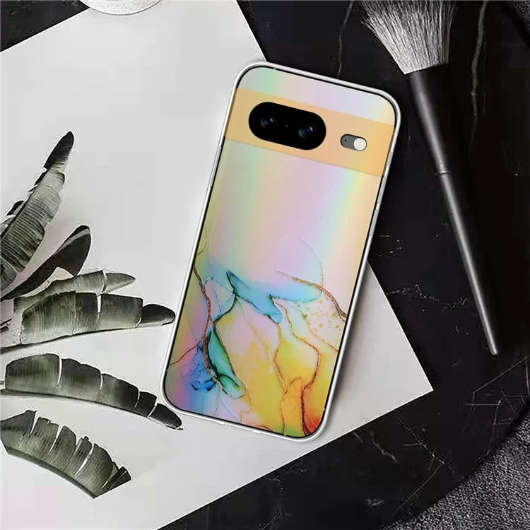 For Google Pixel 8 TPU Case Colorful Laser Marble Pattern Protective Phone Cover
