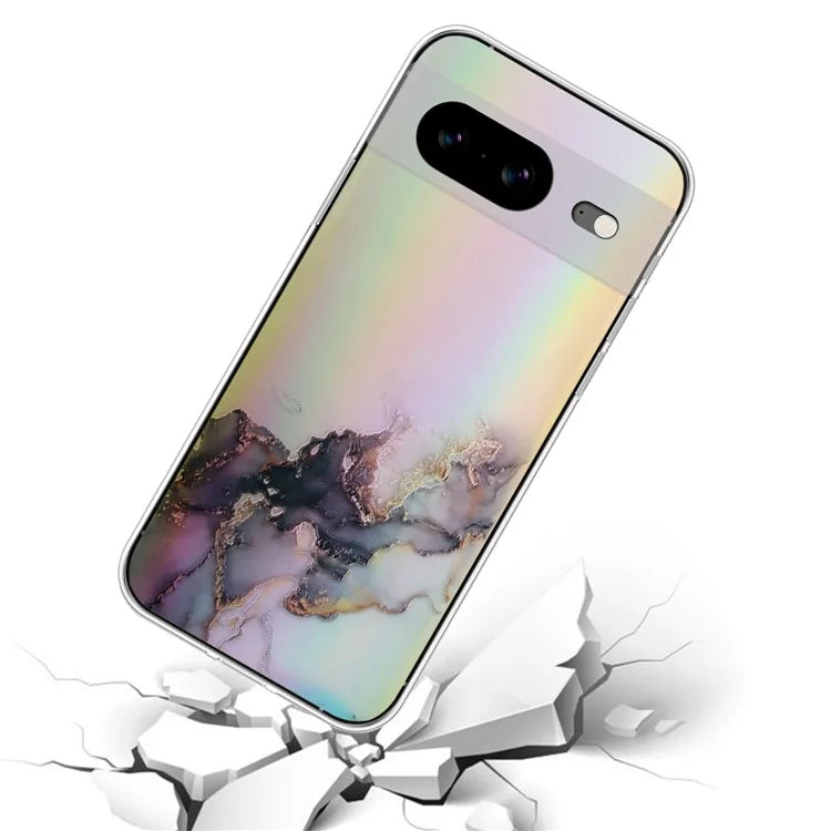 For Google Pixel 8 TPU Case Colorful Laser Marble Pattern Protective Phone Cover