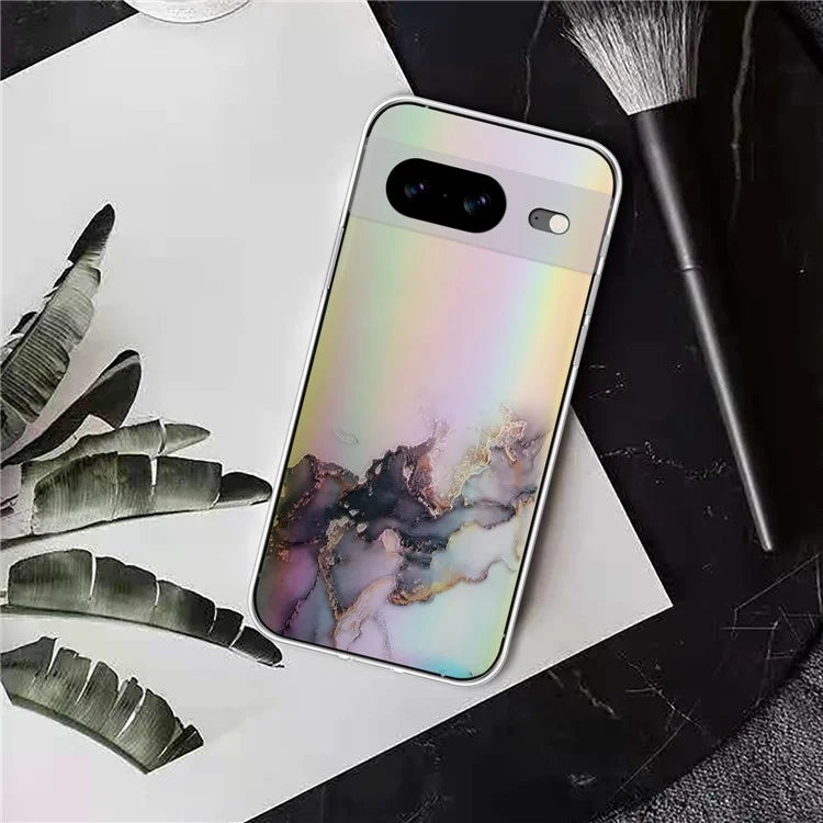 For Google Pixel 8 TPU Case Colorful Laser Marble Pattern Protective Phone Cover