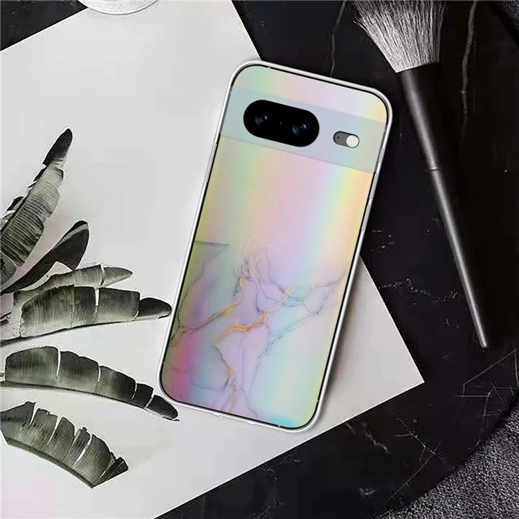 For Google Pixel 8 TPU Case Colorful Laser Marble Pattern Protective Phone Cover