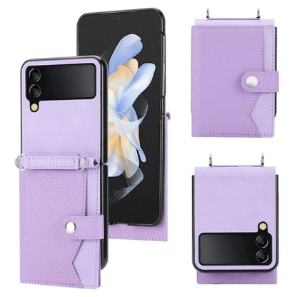 For Samsung Galaxy Z Flip3 5G Case Litchi Texture Folding Phone Cover with Card Slot