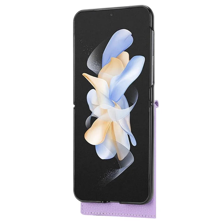 For Samsung Galaxy Z Flip3 5G Case Litchi Texture Folding Phone Cover with Card Slot