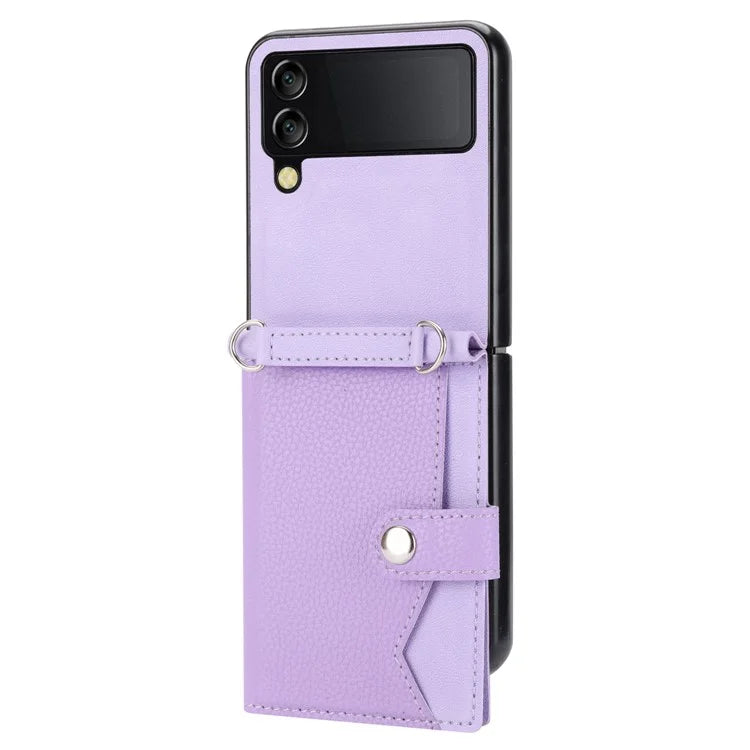 For Samsung Galaxy Z Flip3 5G Case Litchi Texture Folding Phone Cover with Card Slot