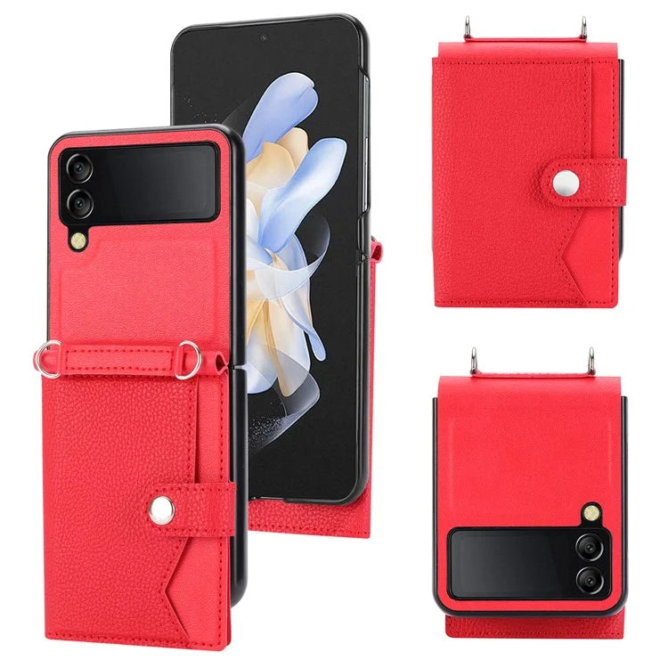 For Samsung Galaxy Z Flip3 5G Case Litchi Texture Folding Phone Cover with Card Slot
