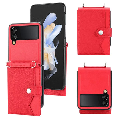 For Samsung Galaxy Z Flip3 5G Case Litchi Texture Folding Phone Cover with Card Slot