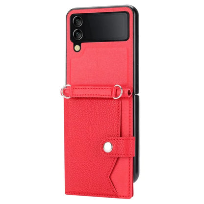 For Samsung Galaxy Z Flip3 5G Case Litchi Texture Folding Phone Cover with Card Slot