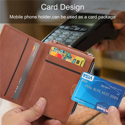 For Samsung Galaxy Z Flip3 5G Case Litchi Texture Folding Phone Cover with Card Slot
