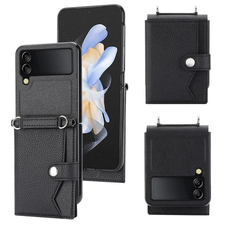 For Samsung Galaxy Z Flip3 5G Case Litchi Texture Folding Phone Cover with Card Slot