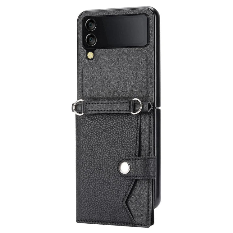 For Samsung Galaxy Z Flip3 5G Case Litchi Texture Folding Phone Cover with Card Slot
