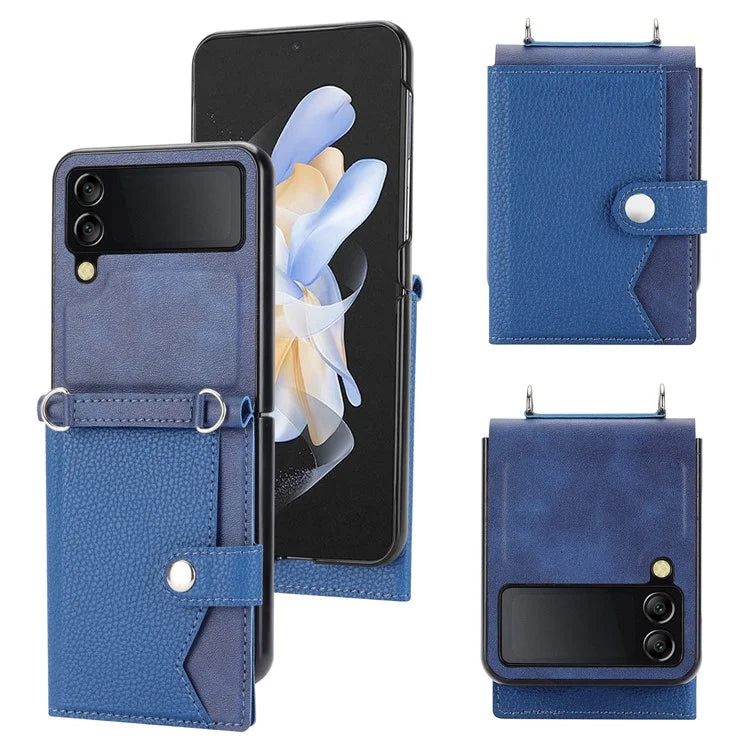 For Samsung Galaxy Z Flip3 5G Case Litchi Texture Folding Phone Cover with Card Slot
