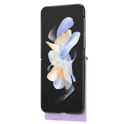For Samsung Galaxy Z Flip4 5G Case Litchi Texture Card Holder Leather+PC Phone Cover