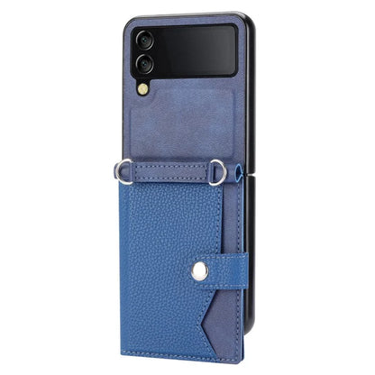 For Samsung Galaxy Z Flip4 5G Case Litchi Texture Card Holder Leather+PC Phone Cover