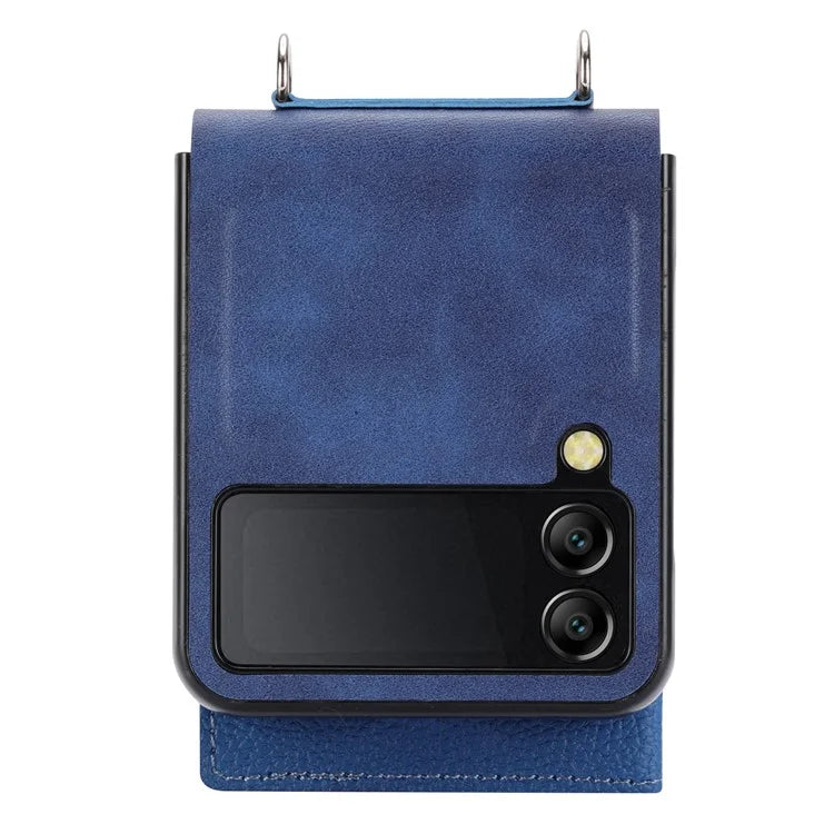 For Samsung Galaxy Z Flip4 5G Case Litchi Texture Card Holder Leather+PC Phone Cover