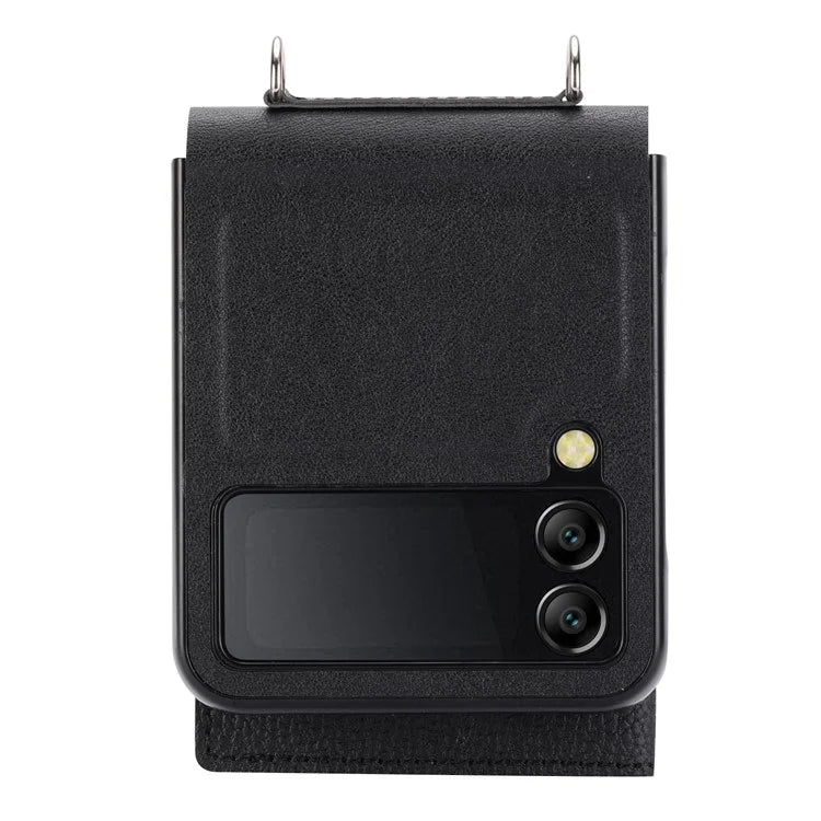 For Samsung Galaxy Z Flip4 5G Case Litchi Texture Card Holder Leather+PC Phone Cover