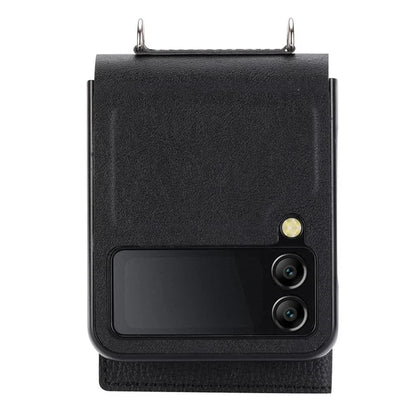 For Samsung Galaxy Z Flip4 5G Case Litchi Texture Card Holder Leather+PC Phone Cover