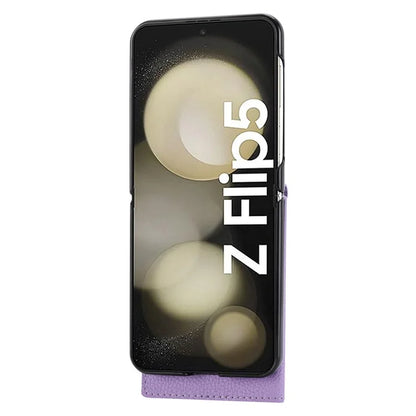 For Samsung Galaxy Z Flip5 5G Case Litchi Texture Card Holder Folding Phone Cover