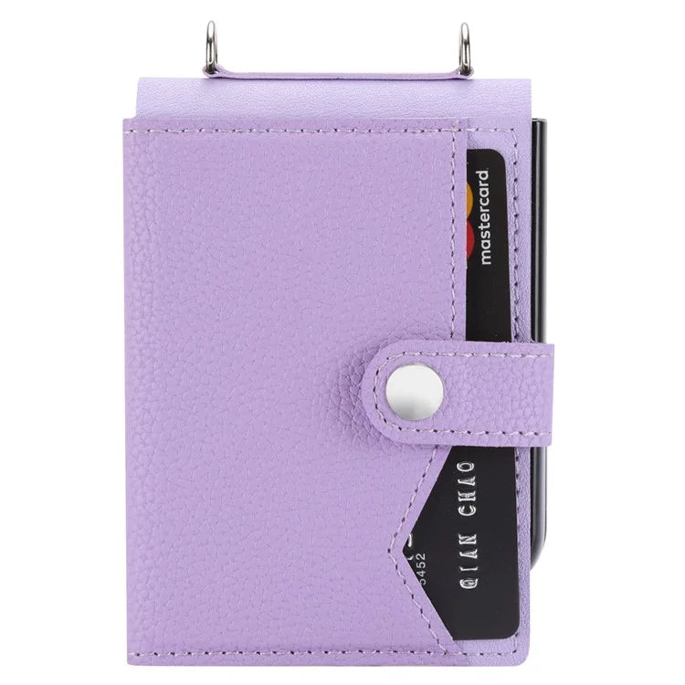For Samsung Galaxy Z Flip5 5G Case Litchi Texture Card Holder Folding Phone Cover
