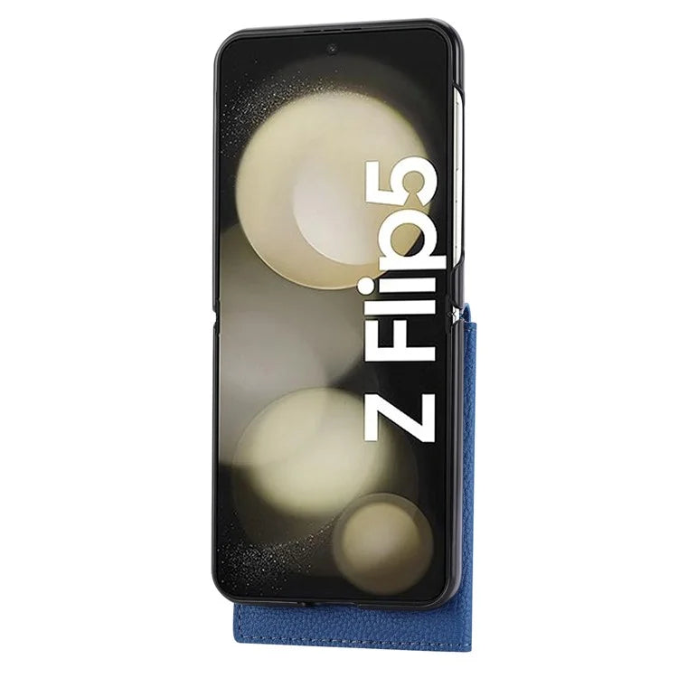 For Samsung Galaxy Z Flip5 5G Case Litchi Texture Card Holder Folding Phone Cover