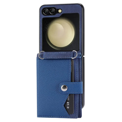 For Samsung Galaxy Z Flip5 5G Case Litchi Texture Card Holder Folding Phone Cover
