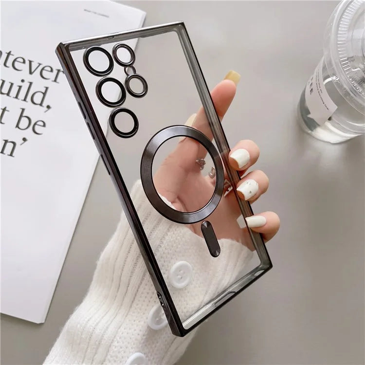 For Samsung Galaxy S24 Ultra Case Compatible with MagSafe Case TPU Electroplated Phone Cover
