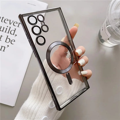 For Samsung Galaxy S24 Ultra Case Compatible with MagSafe Case TPU Electroplated Phone Cover