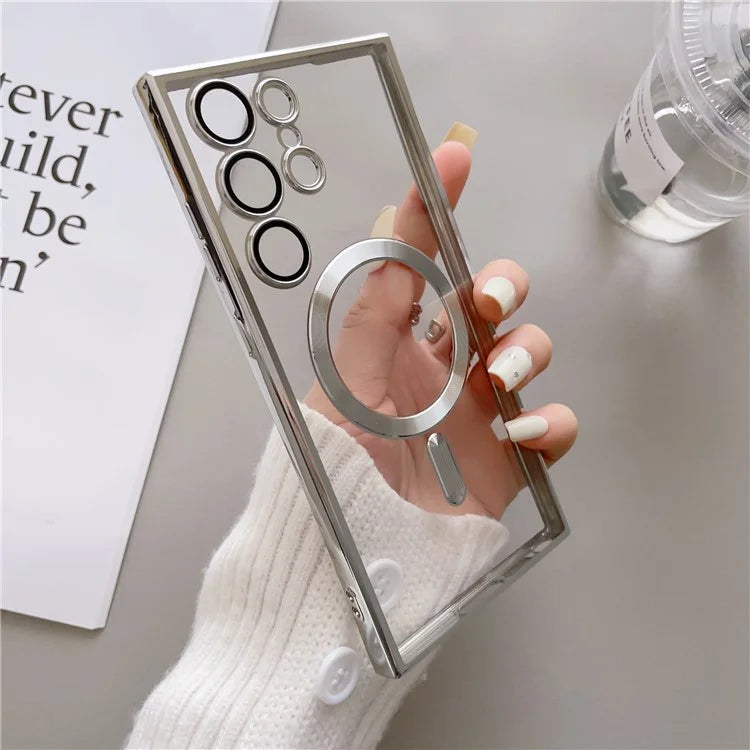 For Samsung Galaxy S24 Ultra Case Compatible with MagSafe Case TPU Electroplated Phone Cover