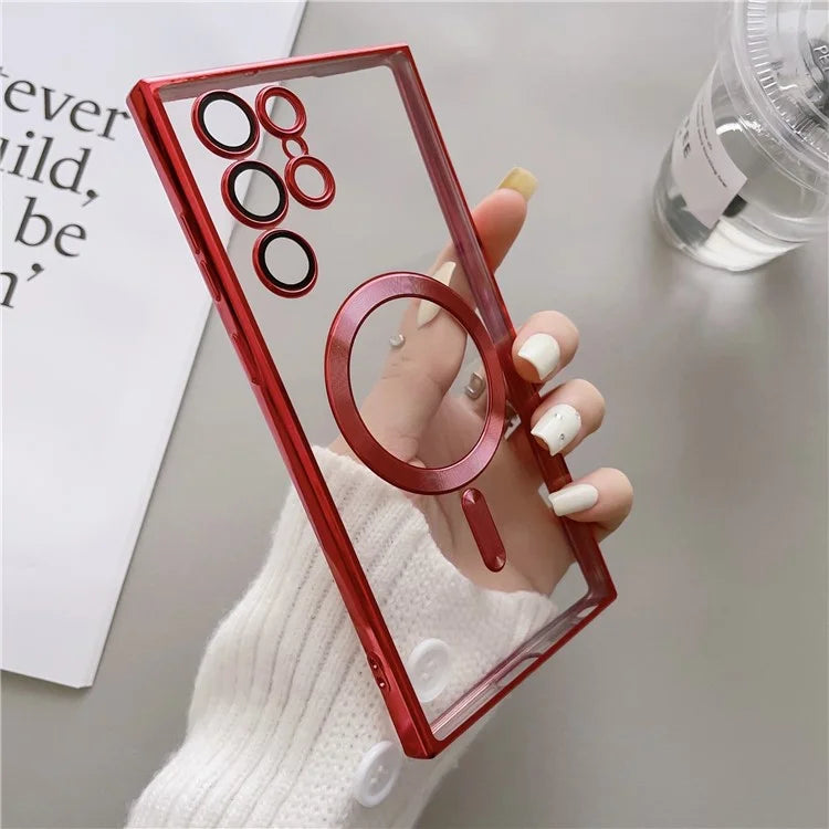 For Samsung Galaxy S24 Ultra Case Compatible with MagSafe Case TPU Electroplated Phone Cover