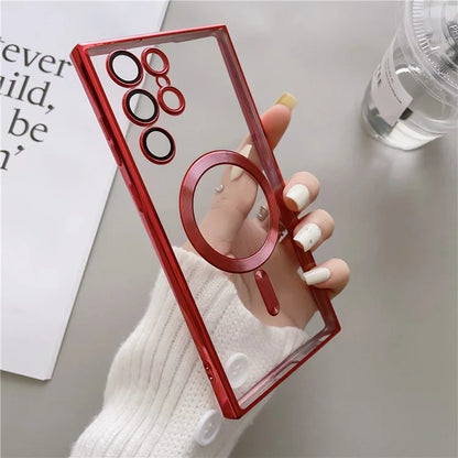 For Samsung Galaxy S24 Ultra Case Compatible with MagSafe Case TPU Electroplated Phone Cover