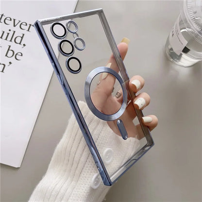For Samsung Galaxy S24 Ultra Case Compatible with MagSafe Case TPU Electroplated Phone Cover