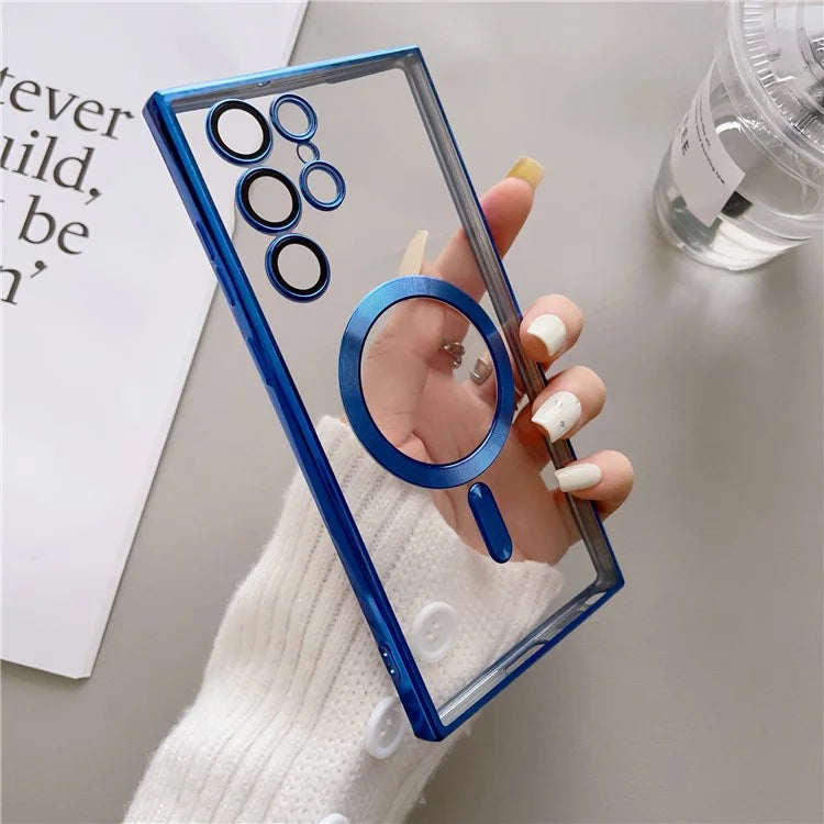 For Samsung Galaxy S24 Ultra Case Compatible with MagSafe Case TPU Electroplated Phone Cover