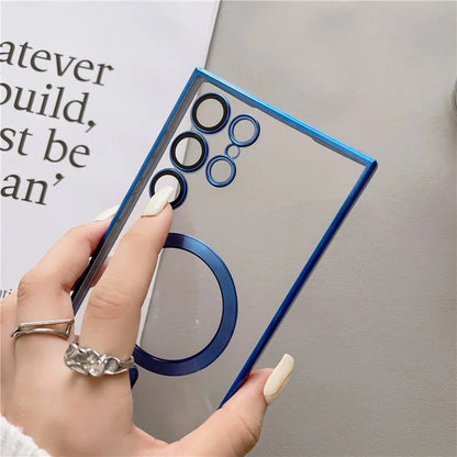 For Samsung Galaxy S24 Ultra Case Compatible with MagSafe Case TPU Electroplated Phone Cover