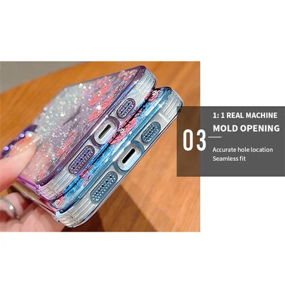 For Samsung Galaxy S24 Ultra TPU Case Flower Pattern Glitter Phone Cover